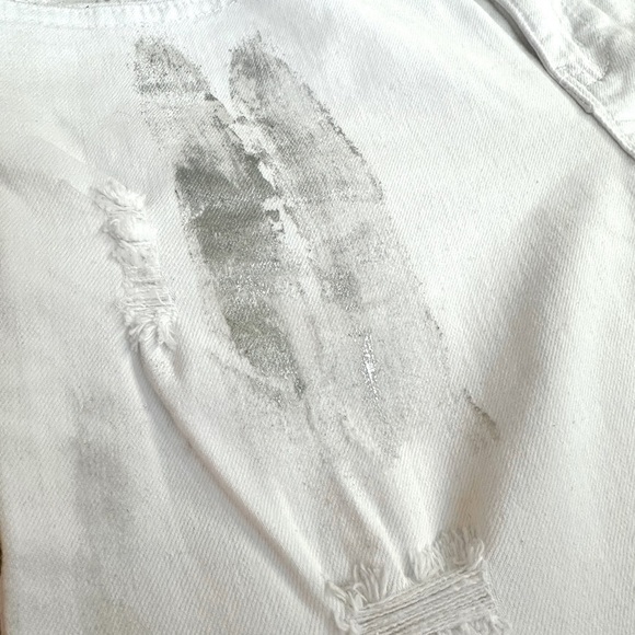 👖🌟 AZI NEW YORK Embellished Jeans | White Silver Sequin Distressed Denim | Sz 4 - Picture 5 of 6